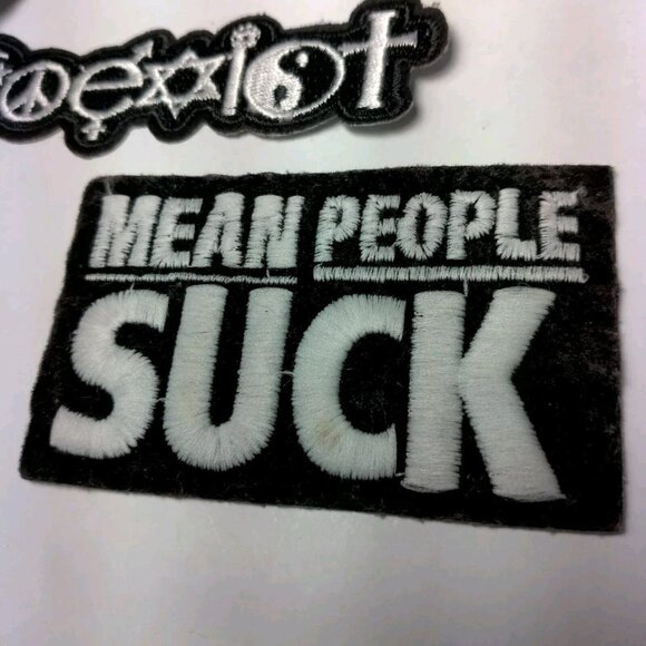 Vintage Patches Lot of 4 Animal Hippie Coexist Mean People Suck Panda Raccoon - Picture 2 of 5